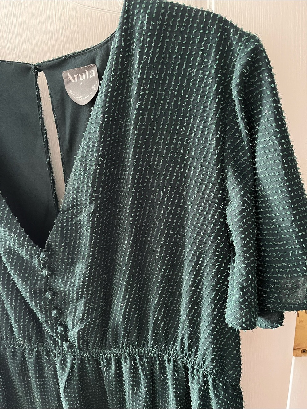 ARULA Deep Green Textured Tiered Mini Dress - Picture 2 of 9